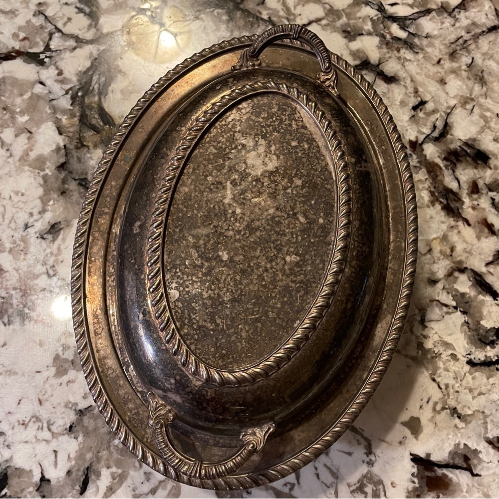 Vintage English Silver MFG.Corp Divided Serving Dish w/ LID COVER Made In U.S.A